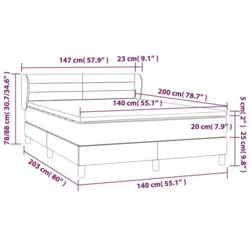 Okvir kreveta s oprugama i madrac svjetlosivi 140x200cm tkanina - Tamno siva 140 x 200 cm vodoravne pruge Cijena