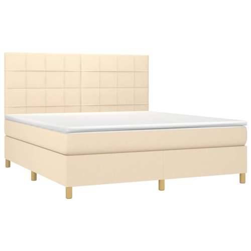 Krevet s oprugama i madracem krem 180x200 cm od tkanine - Krema 180 x 200 cm Blok s kvadratima Cijena