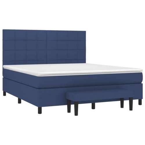 Krevet s oprugama i madracem plavi 160x200 cm od tkanine - Plava 160 x 200 cm Blok s kvadratima Cijena