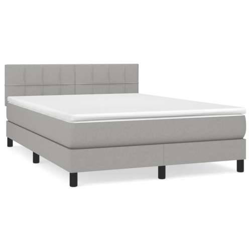 Krevet box spring s madracem svjetlosivi 140x200 cm od tkanine - Svjetlosiva 140 x 200 cm Blok s kvadratima Cijena