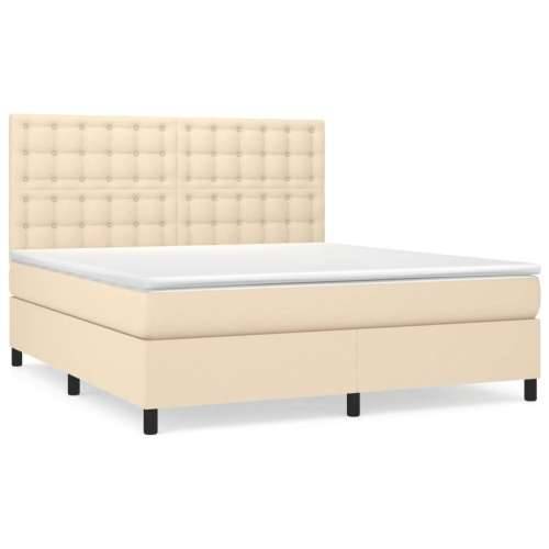 Krevet s oprugama i madracem krem 180x200 cm od tkanine - Krema 180 x 200 cm gumbi Cijena