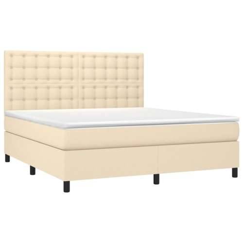 Krevet s oprugama i madracem krem 180x200 cm od tkanine - Krema 180 x 200 cm gumbi Cijena
