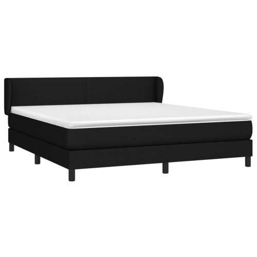 Krevet s oprugama i madracem crni 160x200 cm od tkanine - Crna 160 x 200 cm Gladak dizajn Cijena