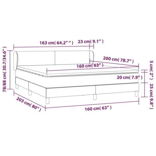 Krevet s oprugama i madracem crni 160x200 cm od tkanine - Crna 160 x 200 cm Gladak dizajn Cijena