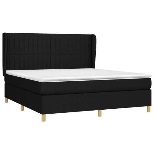 Krevet s oprugama i madracem crni 180x200 cm od tkanine - Crna 180 x 200 cm Okomite pruge Cijena