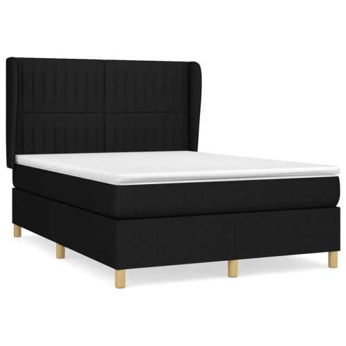 Krevet s oprugama i madracem crni 140x200 cm od tkanine - Crna 140 x 200 cm Okomite pruge Cijena