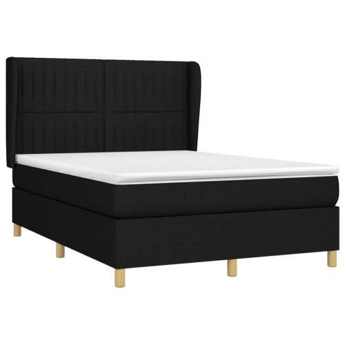 Krevet s oprugama i madracem crni 140x200 cm od tkanine - Crna 140 x 200 cm Okomite pruge Cijena