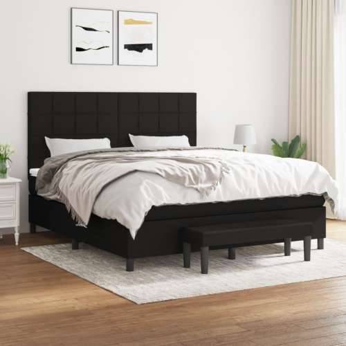 Krevet s oprugama i madracem crni 160x200 cm od tkanine - Crna 160 x 200 cm Blok s kvadratima Cijena