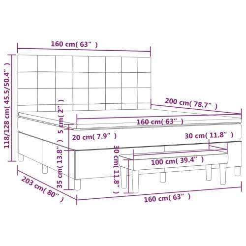Krevet s oprugama i madracem crni 160x200 cm od tkanine - Crna 160 x 200 cm Blok s kvadratima Cijena