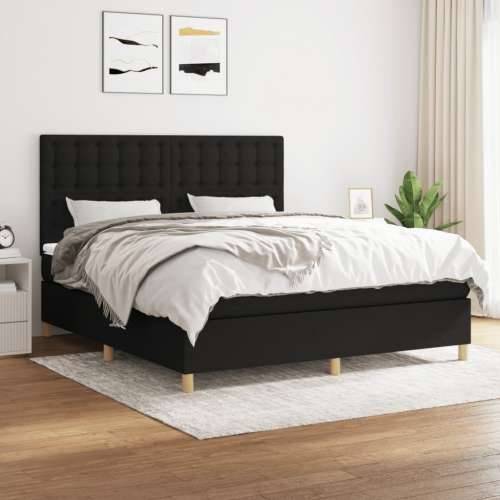 Krevet s oprugama i madracem crni 160x200 cm od tkanine - Crna 160 x 200 cm gumbi Cijena