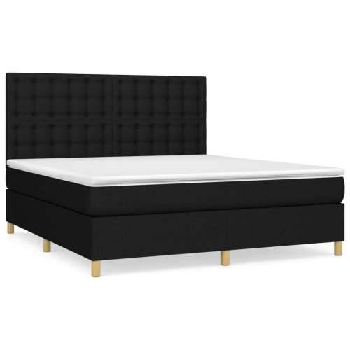 Krevet s oprugama i madracem crni 160x200 cm od tkanine - Crna 160 x 200 cm gumbi Cijena