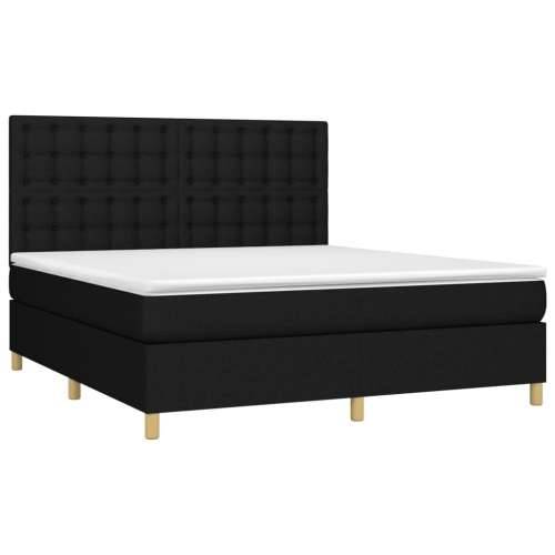 Krevet s oprugama i madracem crni 160x200 cm od tkanine - Crna 160 x 200 cm gumbi Cijena
