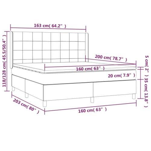 Okvir kreveta s oprugama i madrac svjetlosivi 160x200cm tkanina - Tamno siva 160 x 200 cm Blok s kvadratima Cijena