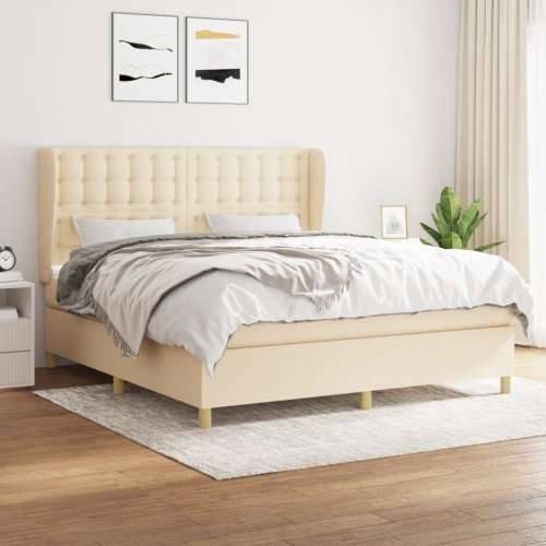 Krevet s oprugama i madracem krem 160x200 cm od tkanine - Krema 160 x 200 cm gumbi Cijena