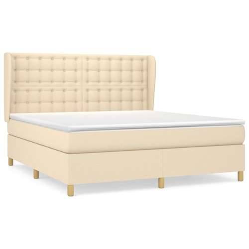 Krevet s oprugama i madracem krem 160x200 cm od tkanine - Krema 160 x 200 cm gumbi Cijena