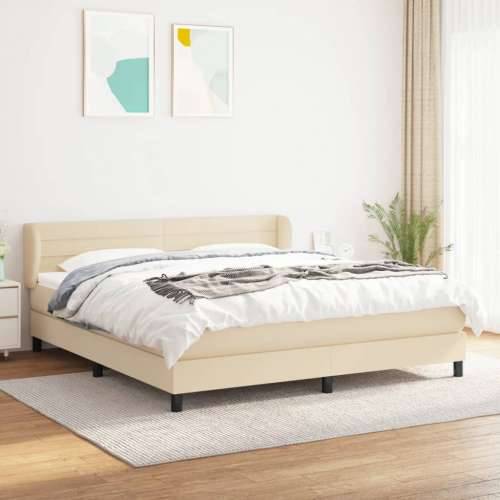 Krevet s oprugama i madracem krem 160x200 cm od tkanine - Krema 160 x 200 cm vodoravne pruge Cijena