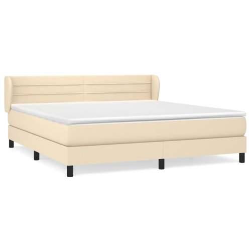 Krevet s oprugama i madracem krem 160x200 cm od tkanine - Krema 160 x 200 cm vodoravne pruge Cijena
