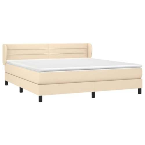 Krevet s oprugama i madracem krem 160x200 cm od tkanine - Krema 160 x 200 cm vodoravne pruge Cijena