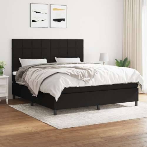 Krevet s oprugama i madracem crni 160x200 cm od tkanine - Crna 160 x 200 cm Blok s kvadratima Cijena