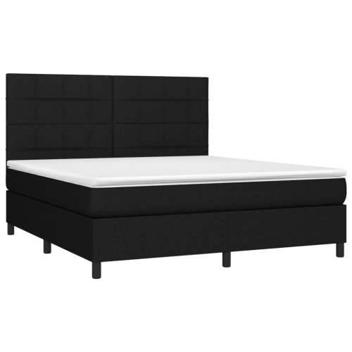 Krevet s oprugama i madracem crni 160x200 cm od tkanine - Crna 160 x 200 cm Blok s kvadratima Cijena
