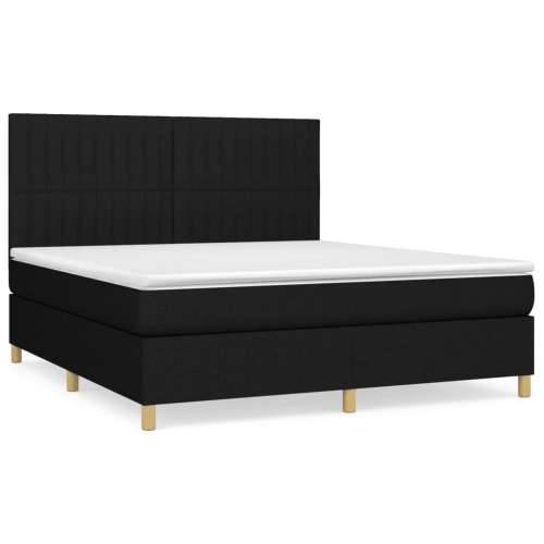 Krevet s oprugama i madracem crni 160x200 cm od tkanine - Crna 160 x 200 cm Okomite pruge Cijena