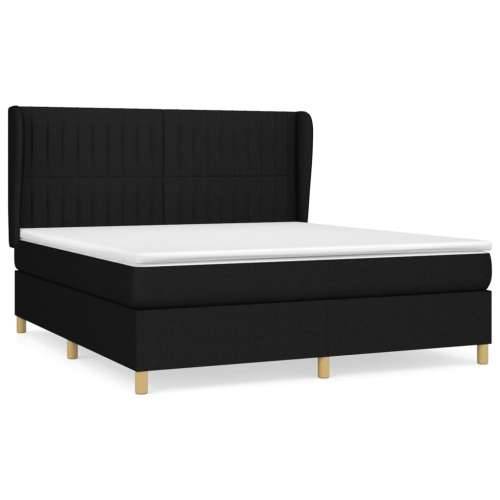 Krevet s oprugama i madracem crni 160x200 cm od tkanine - Crna 160 x 200 cm Okomite pruge Cijena