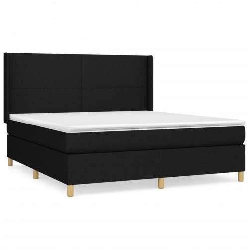 Krevet s oprugama i madracem crni 160x200 cm od tkanine - Crna 160 x 200 cm Gladak dizajn Cijena