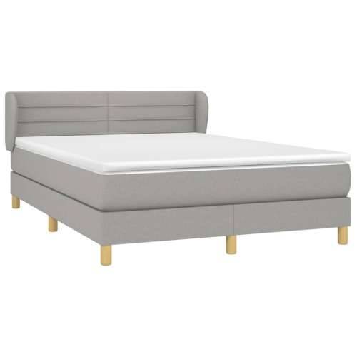 Krevet box spring s madracem svjetlosivi 140x200 cm od tkanine - Svjetlosiva 140 x 200 cm vodoravne pruge Cijena
