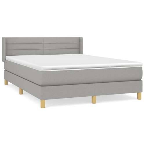 Krevet box spring s madracem svjetlosivi 140x200 cm od tkanine - Svjetlosiva 140 x 200 cm vodoravne pruge Cijena