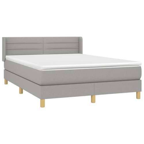 Krevet box spring s madracem svjetlosivi 140x200 cm od tkanine - Svjetlosiva 140 x 200 cm vodoravne pruge Cijena