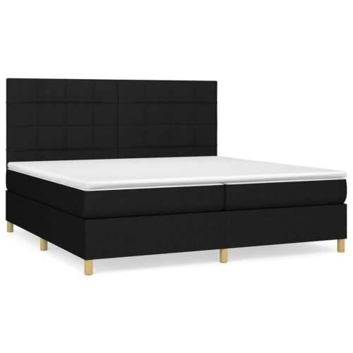 Krevet s oprugama i madracem crni 200x200 cm od tkanine - Crna 200 x 200 cm Blok s kvadratima Cijena