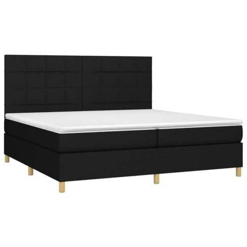 Krevet s oprugama i madracem crni 200x200 cm od tkanine - Crna 200 x 200 cm Blok s kvadratima Cijena