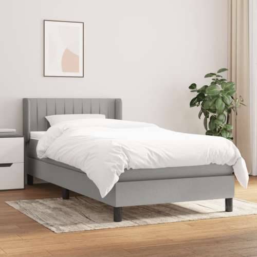 Krevet s oprugama i madracem svjetlosivi 100x200 cm od tkanine Svjetlosiva 100 x 200 cm Okomite pruge Cijena