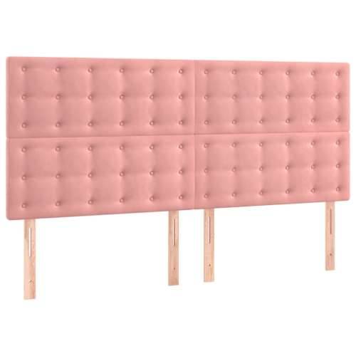 Krevet s oprugama i madracem ružičasti 200x200 cm baršunasti - Ružičasta 200 x 200 cm gumbi Cijena