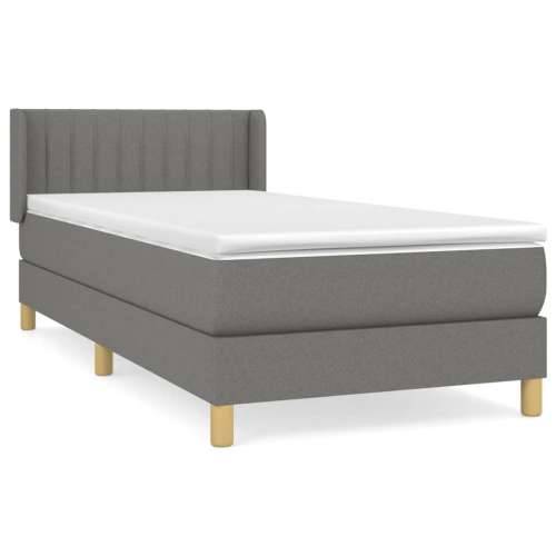 Krevet s oprugama i madracem tamnosivi 90x200 cm od tkanine - Tamno siva 90 x 200 cm Okomite pruge Cijena