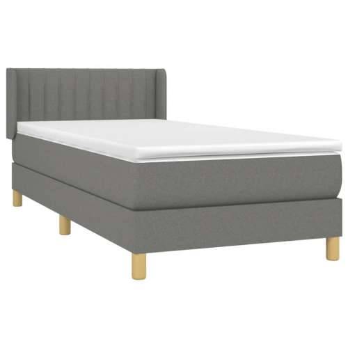 Krevet s oprugama i madracem tamnosivi 90x200 cm od tkanine - Tamno siva 90 x 200 cm Okomite pruge Cijena