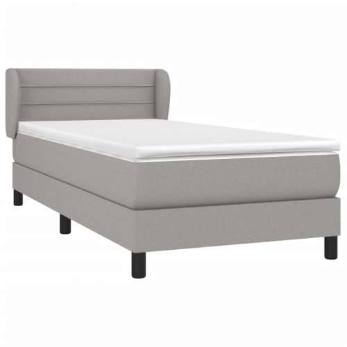 Krevet s oprugama i madracem svjetlosivi 100x200 cm od tkanine - Svjetlosiva 100 x 200 cm vodoravne pruge Cijena