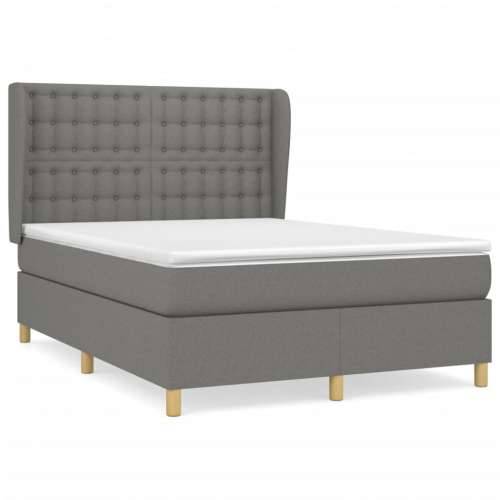 Krevet s oprugama i madracem tamnosivi 140x190 cm od tkanine - Tamno siva 140 x 190 cm gumbi Cijena