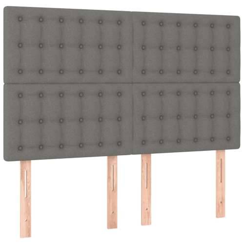 Krevet s oprugama i madracem tamnosivi 140x190 cm od tkanine - Tamno siva 140 x 190 cm gumbi Cijena