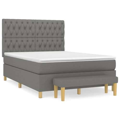 Krevet s oprugama i madracem tamnosivi 140x190 cm od tkanine - Tamno siva 140 x 190 cm Dizajn s gumbima Cijena