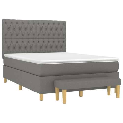Krevet s oprugama i madracem tamnosivi 140x190 cm od tkanine - Tamno siva 140 x 190 cm Dizajn s gumbima Cijena