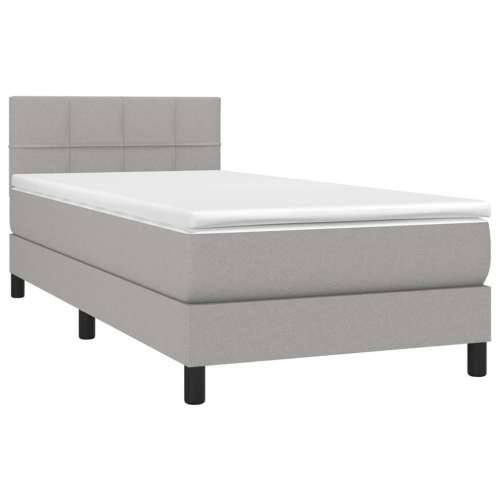 Krevet s oprugama i madracem svjetlosivi 100x200 cm od tkanine - Svjetlosiva 100 x 200 cm Blok s kvadratima Cijena