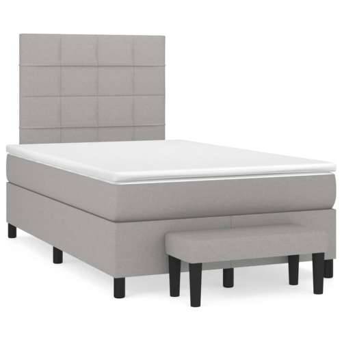 Krevet s oprugama i madrac svjetlosivi 120 x 200cm od tkanine - Svjetlosiva 120 x 200 cm Blok s kvadratima Cijena