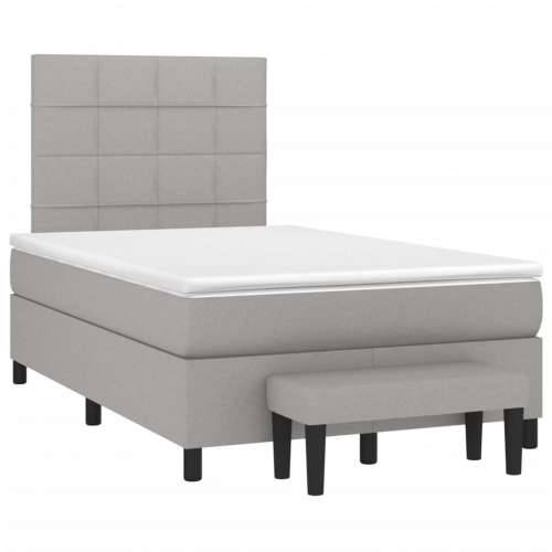 Krevet s oprugama i madrac svjetlosivi 120 x 200cm od tkanine - Svjetlosiva 120 x 200 cm Blok s kvadratima Cijena