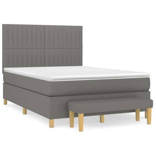 Krevet s oprugama i madracem tamnosivi 140x190 cm od tkanine - Tamno siva 140 x 190 cm Okomite pruge Cijena