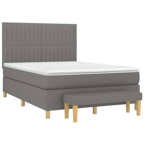 Krevet s oprugama i madracem tamnosivi 140x190 cm od tkanine - Tamno siva 140 x 190 cm Okomite pruge Cijena