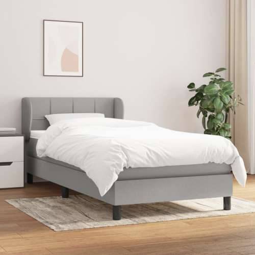 Krevet s oprugama i madracem svjetlosivi 100x200 cm od tkanine - Svjetlosiva 100 x 200 cm Blok s kvadratima Cijena