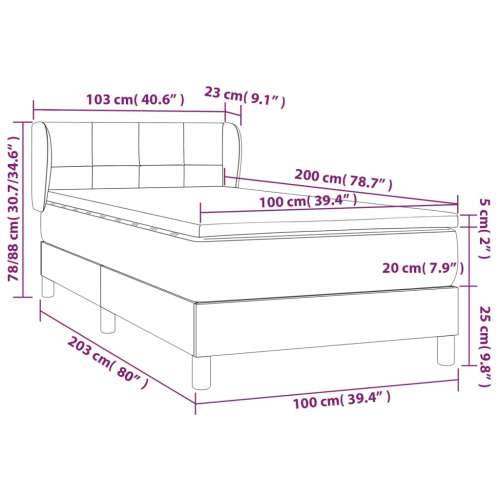 Krevet s oprugama i madracem svjetlosivi 100x200 cm od tkanine - Svjetlosiva 100 x 200 cm Blok s kvadratima Cijena
