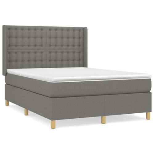 Krevet s oprugama i madracem tamnosivi 140x190 cm od tkanine - Tamno siva 140 x 190 cm gumbi Cijena