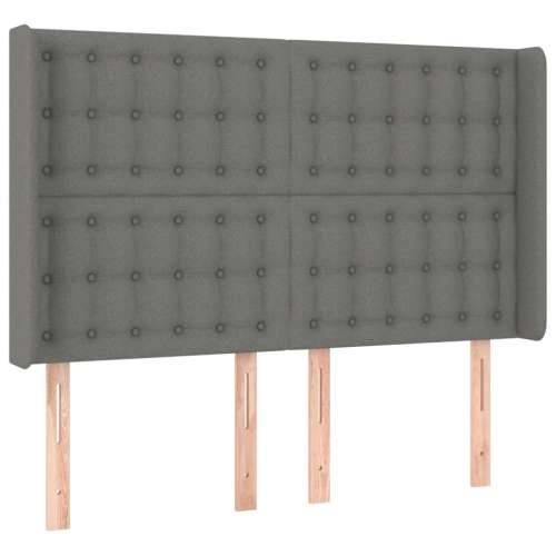 Krevet s oprugama i madracem tamnosivi 140x190 cm od tkanine - Tamno siva 140 x 190 cm gumbi Cijena